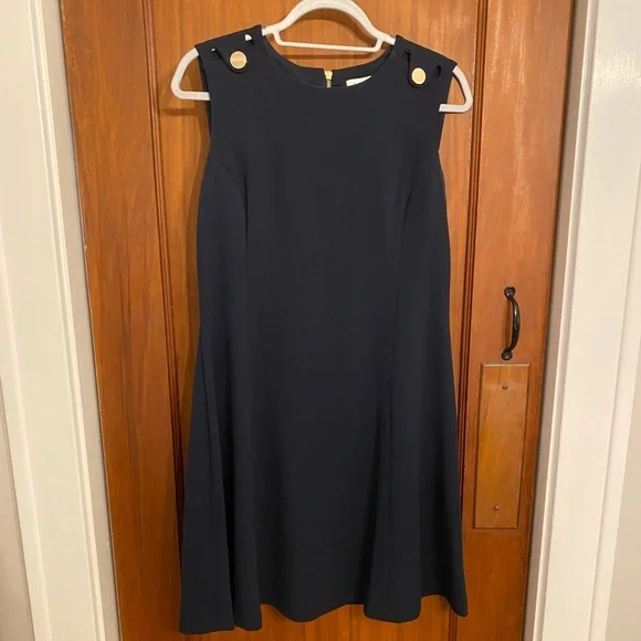 Calvin Klein | Dresses | Navy Blue Aline Dress From Calvin Klein Gold Buttons And Gold Zipper In Back | Poshmark Calvin Klein | Dresses | Navy Blue Aline Dress From Calvin Klein Gold Buttons And Gold Zipper In Back | Poshmark